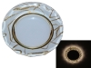 Светильник Ecola GX53 LD5313 стекло круг с вогнутыми гранями с подсветкой золото на белом