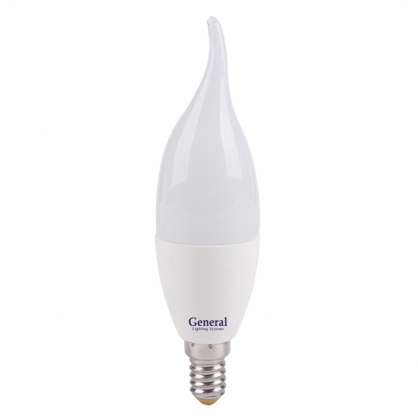 Лампа светодиодная General E14 7Вт свеча на ветру 540Лм 2700К Распродажа!