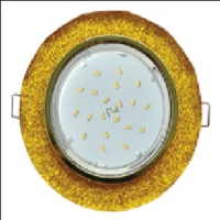 Светильник Ecola GX53 H4 стекло круг с вогнутыми гранями золотой блеск
