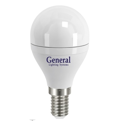Лампа светодиодная General E14  8Вт G45 шар 6500К 720Лм