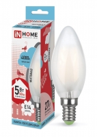 Лампа светодиодная IN HOME E14  5Вт свеча матовая 4000К 450Лм Распродажа!
