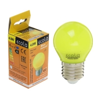 Лампа светодиодная E27  4Вт Ecola шар G45 желтый матов. 77х45