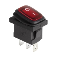 Выключатель клавишный 6А 250В красный с подсветкой Mini Rexant влагозащита