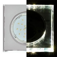 Светильник Ecola GX53 LD5311 стекло квадрат скошенный край с подсветкой хром зеркальный