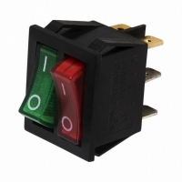 Выключатель клавишный 15А 250В ON-OFF красный/зеленый с подсветкой двойной Rexant