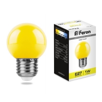 Лампа светодиодная Feron шар G45 E27 1W желтый матовая 70x45 д/гирлянды Белт Лайт