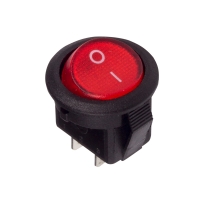 Выключатель клавишный круглый 3А 250В ON-OFF Micro красный с подсв. Rexant