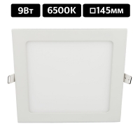 Св-к Ecola LED 9Вт квадрат 6500K белый 145(130)x20