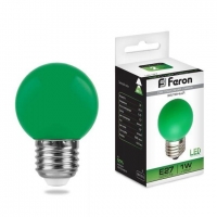 Лампа светодиодная Feron шар G45 E27 1W зеленый, матов. 70x45 д/гирлянды Белт Лайт