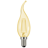 Лампа светодиодная General E14  7Вт филам. свеча на ветру, золотое стекло 640Лм 4500К
